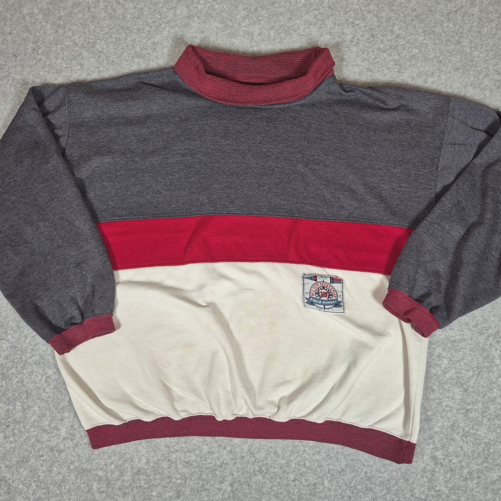 Vintage Wilson Sweatshirt Mens Grey White Colorblock Field Expert Patch